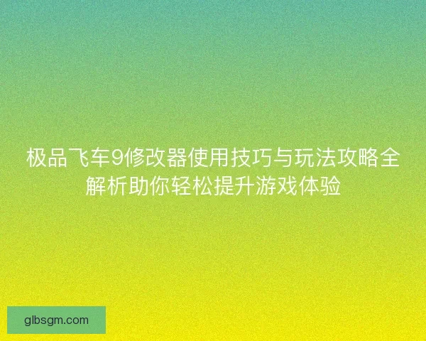 极品飞车9修改器使用技巧与玩法攻略全解析助你轻松提升游戏体验